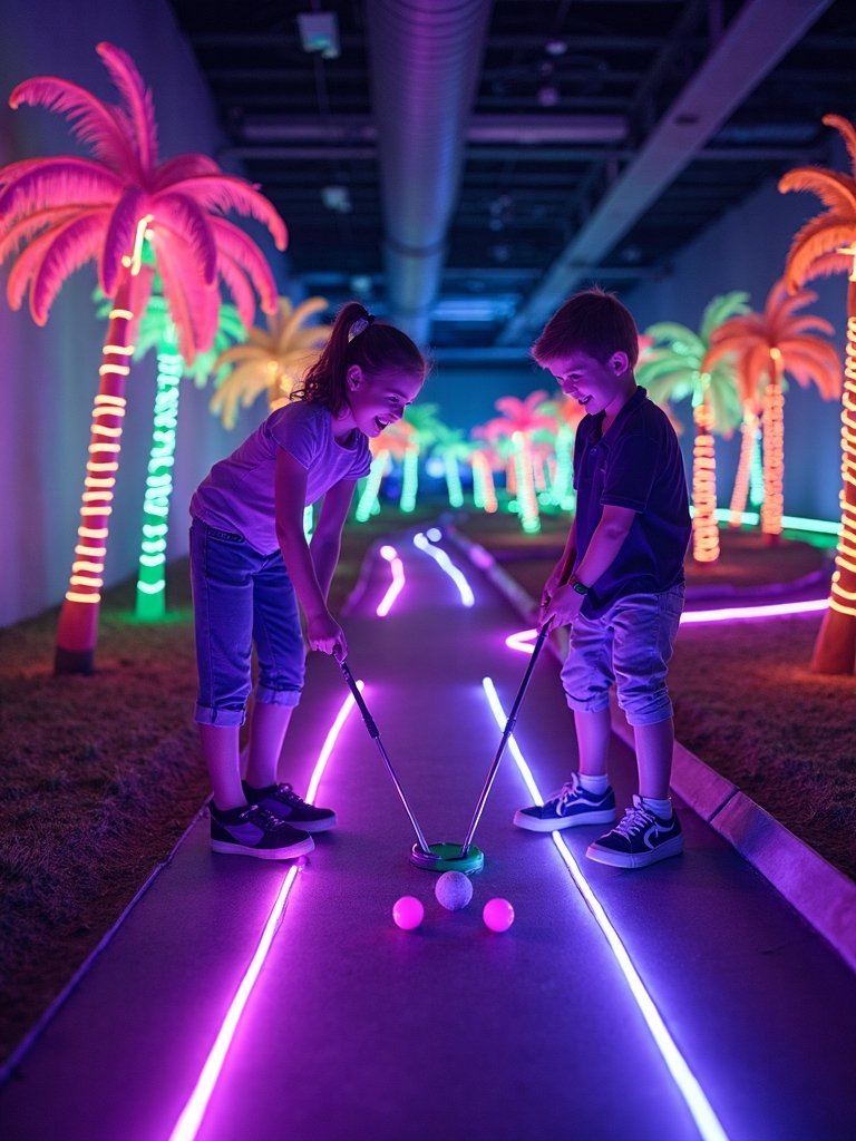 glow in the dark mini golf adventure