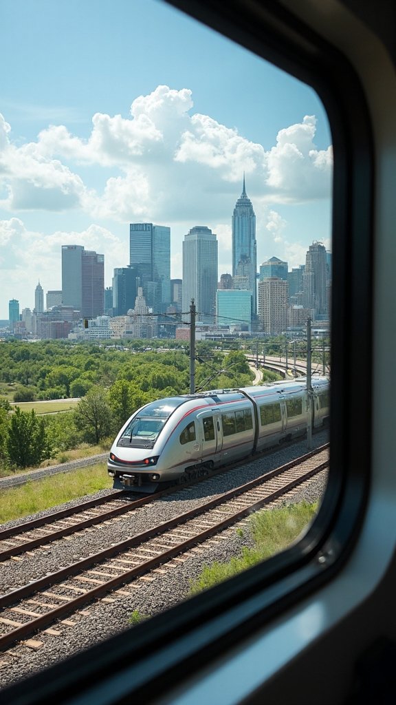 scenic electric train commute with kids